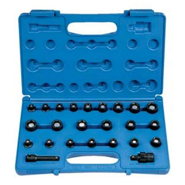 Eagle Tool Us Grey Pneumatic 0.38 in. Drive Standard SAE Metric Magnetic, 24-Piece Set GY1224G